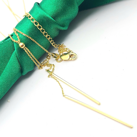 Ball & Bar Drop Dangle Dainty Yellow Gold 9ct (375, 9K) Ladies Necklace