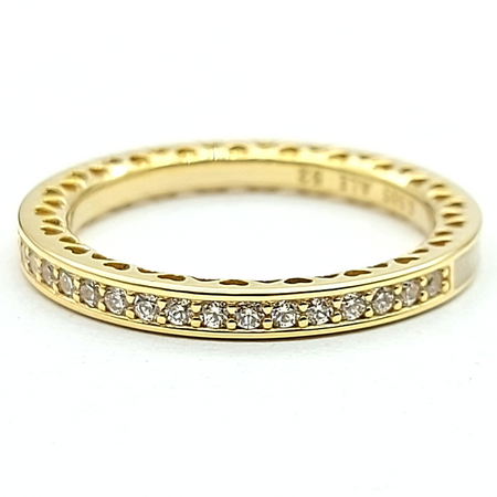 Hearts Of Pandora Yellow Gold 14ct (585, 14K) Cubic Zirconia Half Matte Ring