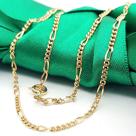 Fine Figaro Italian Yellow Gold 9ct (375, 9k) High Quality Chain Necklace