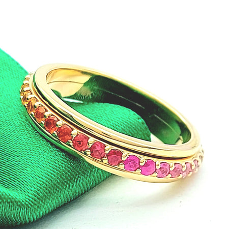 Ladies Yellow Gold 14ct (585, 14k) Rare Natural Gemstones Spinner Ring