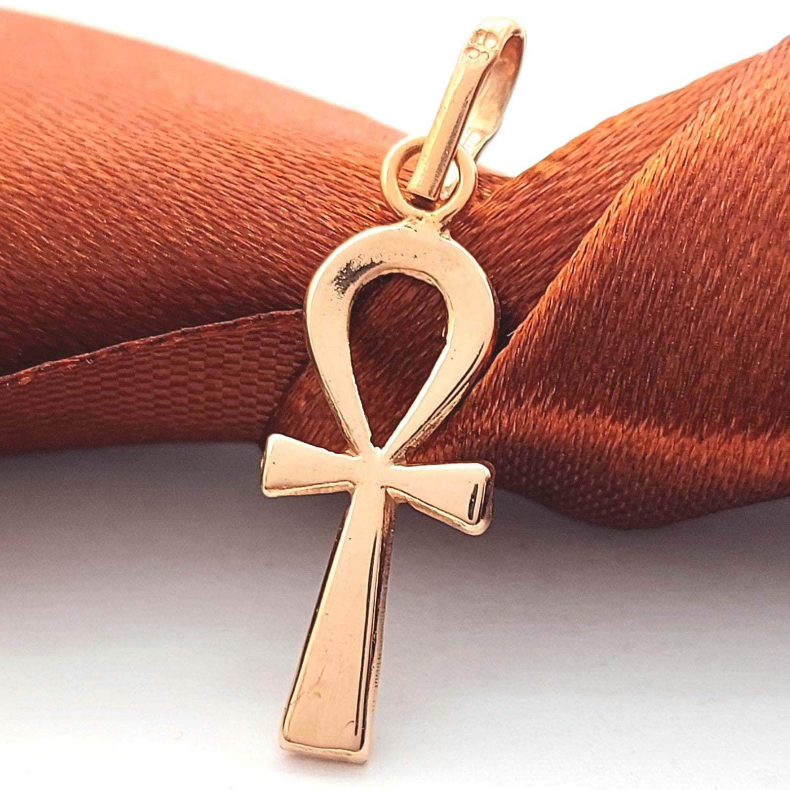 Ladies Rose Gold 14ct (585, 14K) Egyptian Ankh Key Of Life Pendant