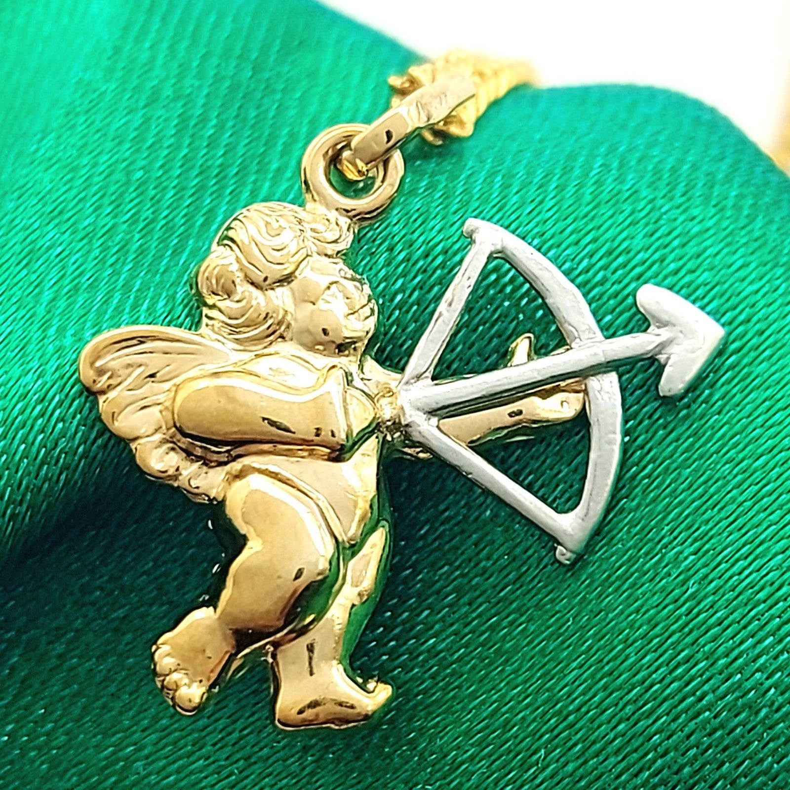 Ladies Two-Tone Gold 9ct (375, 9K) Rare Cupid/ Cherub With Bow Pendant