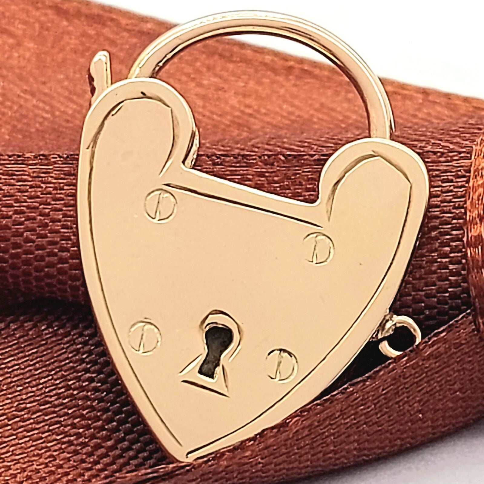 Handmade Antique Rose Gold 9ct (375, 9K) Heart Padlock Pendant