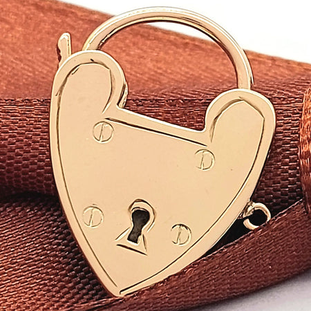Handmade Antique Rose Gold 9ct (375, 9K) Heart Padlock Pendant