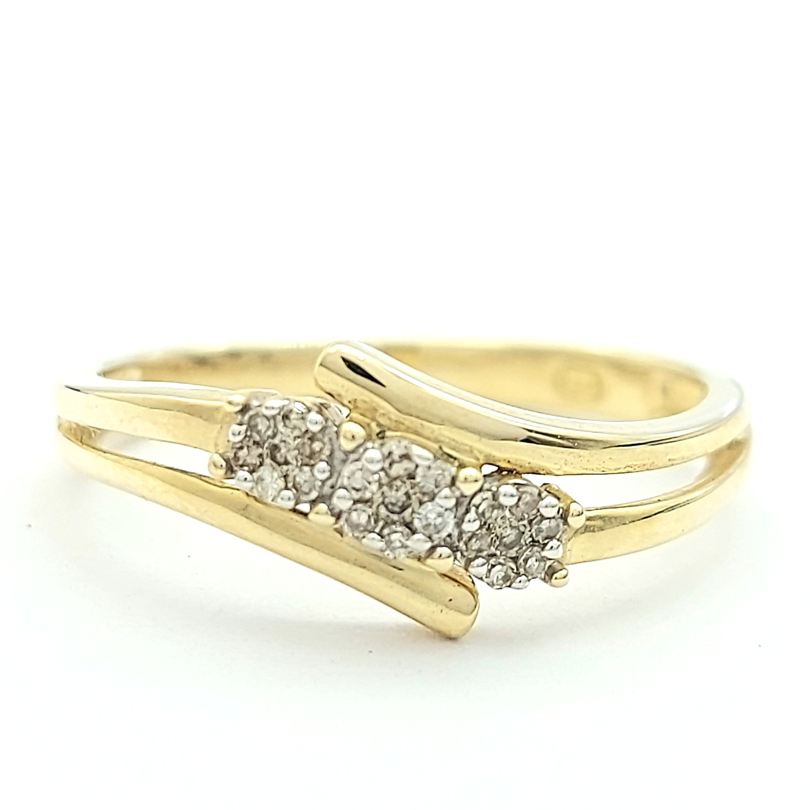Ladies Yellow Gold 9ct (375, 9K) Bypass Natural Diamonds Ring