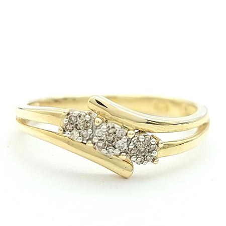 Ladies Yellow Gold 9ct (375, 9K) Bypass Natural Diamonds Ring