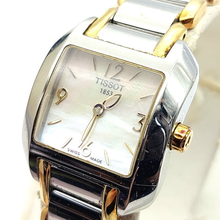 Vintage Ladies TISSOT 1853 Mother Of Pearl Two-Tone Square Stainless Steel Watch