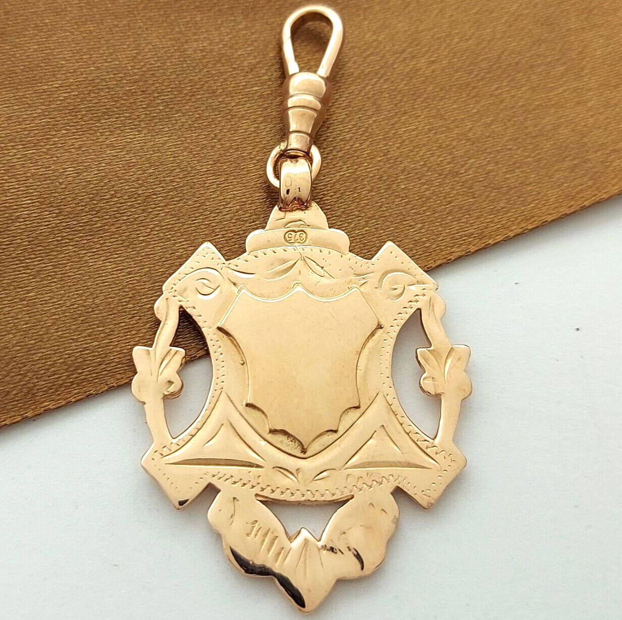 Rose Gold (Pink) 9ct (375, 9K) Antique Rare Pendant with Fob