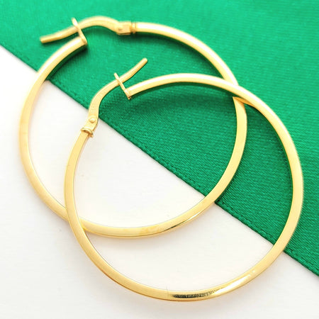Ladies Yellow Gold 10ct (417, 10K) MHJ Thin Plain Hoop Earrings