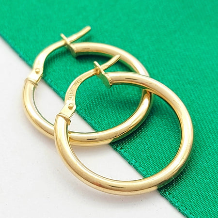 Plain Round Italian Hoops Yellow Gold 9ct (375, 9K) Earrings
