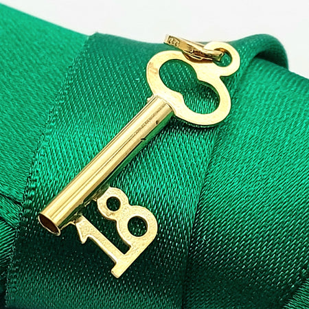 Ladies Yellow Gold 9ct (375, 9K) Retro Handmade '18' Key Pendant