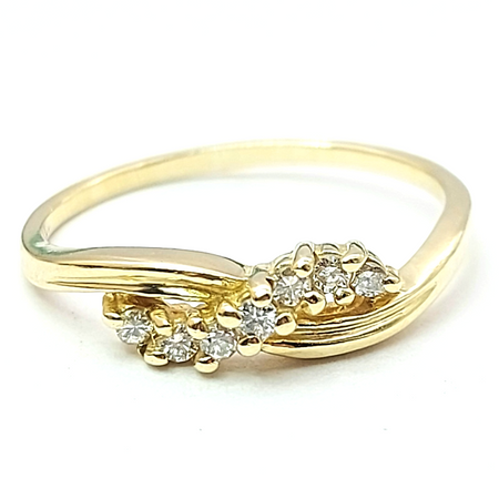 Ladies Yellow Gold 9ct (375, 9k) Natural Diamonds Swirl Pave Intertwining Ring