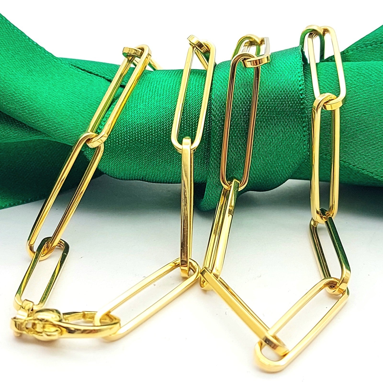 Paperclip Link Choker Chain Yellow Gold 18ct (750, 18K) High Quality Necklace