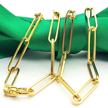 Paperclip Link Choker Chain Yellow Gold 18ct (750, 18K) High Quality Necklace