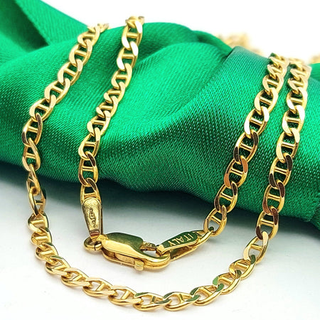 Mariner Curb Link Italian Yellow Gold 9ct (375, 9k) High Quality Chain Necklace