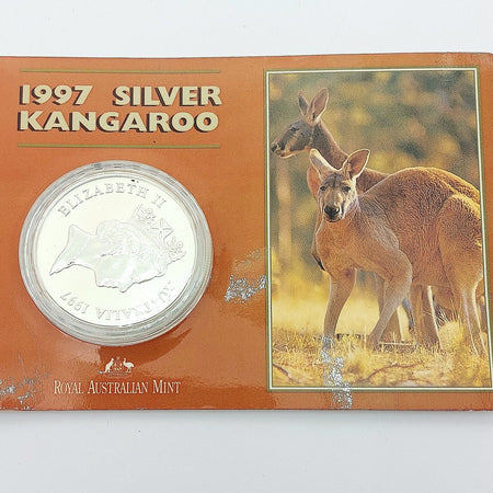 1997 The Royal Australia Mint Kangaroo 1 Dollar 1oz Fine Silver .999 Coin