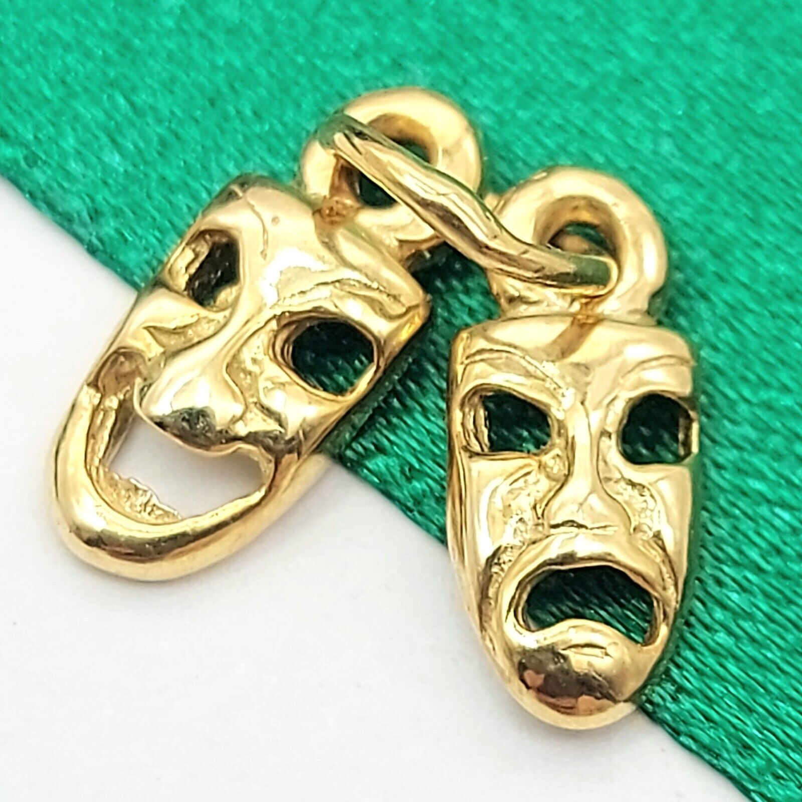 Tragedy & Comedy Masks Yellow Gold 9ct (375, 9K) High Quality Handmade Pendant