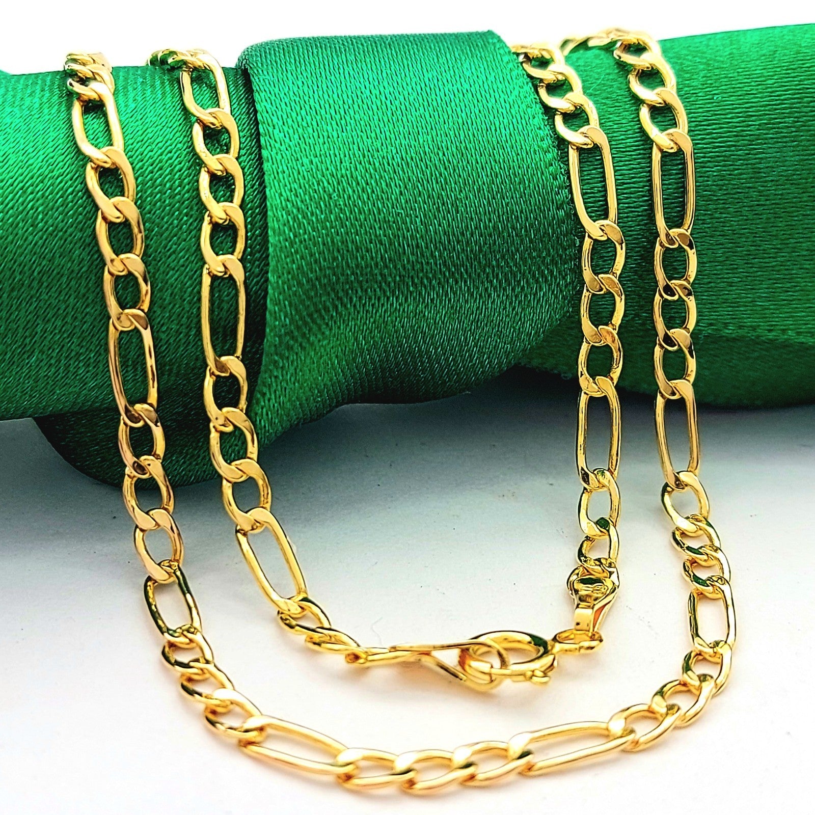 Figaro Italian Yellow Gold 9ct (375, 9k) High Quality Dainty Chain Necklace