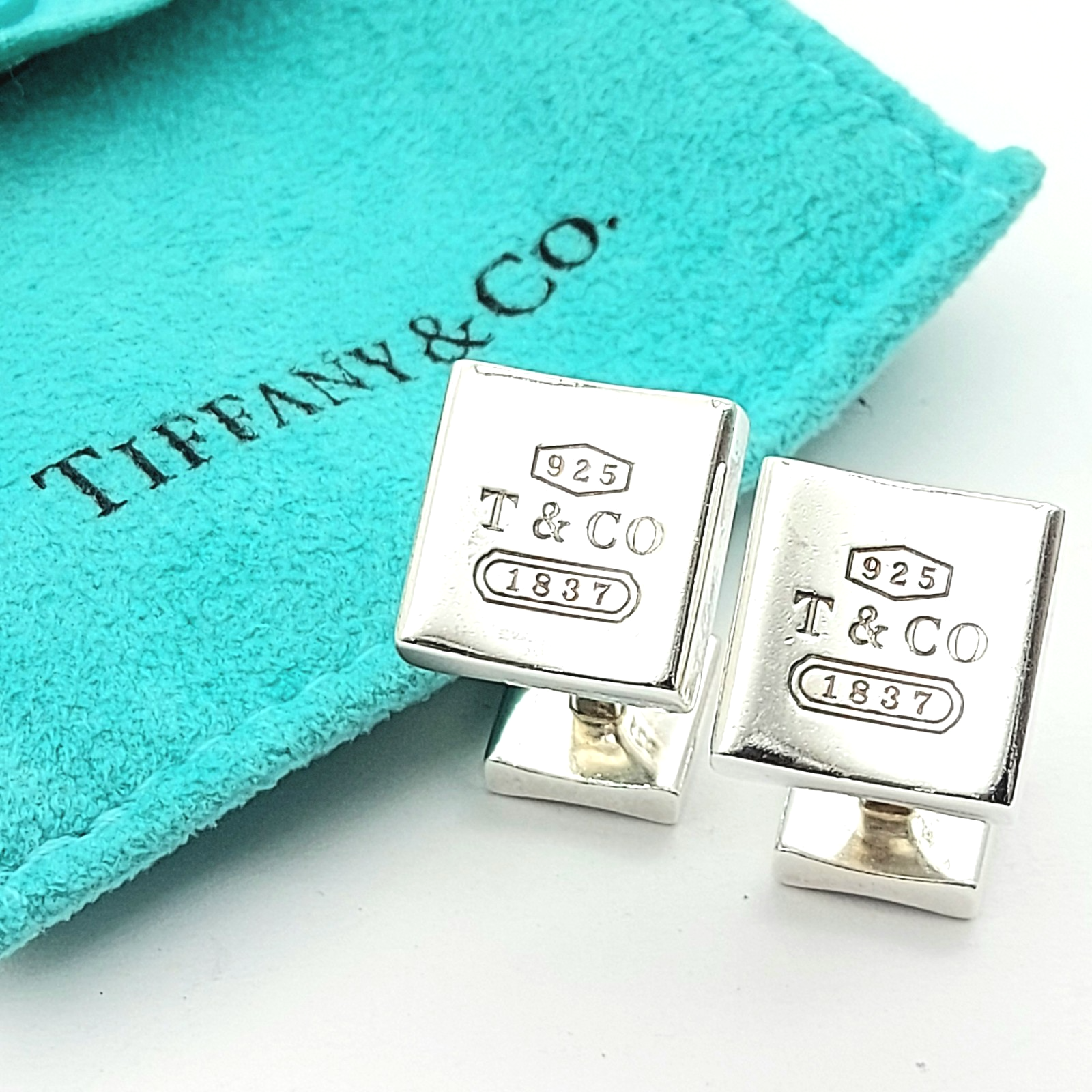 Tiffany & Co Square 1837 Sterling Silver (925) Retired Vintage Cufflinks