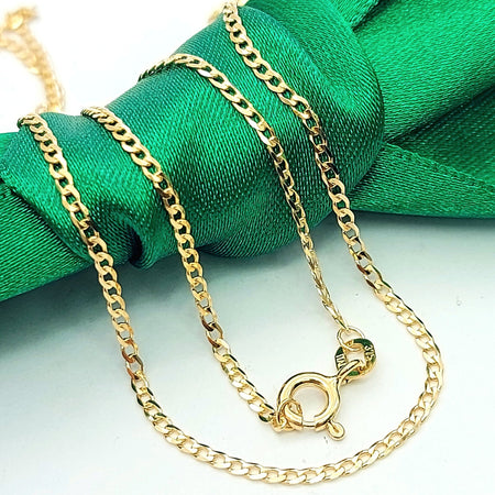 Thin Curb Link Chain Italian Yellow Gold 9ct (375, 9K) Ladies Necklace
