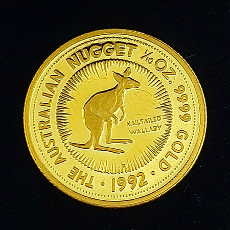 1992 1/10 Oz 999. 24k Fine Gold $15 Australian Nugget Series Wallaby Coin