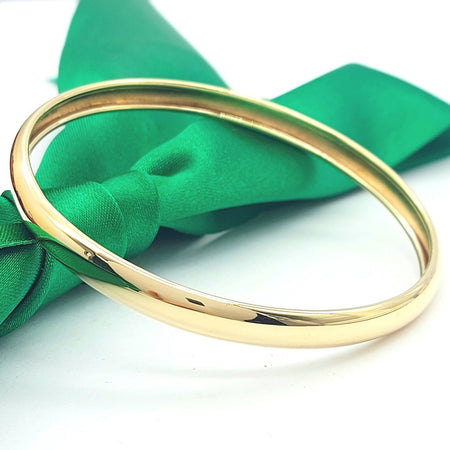 Ladies Yellow Gold 9ct (375, 9K) High Quality Round Plain Smooth Hollow Bangle