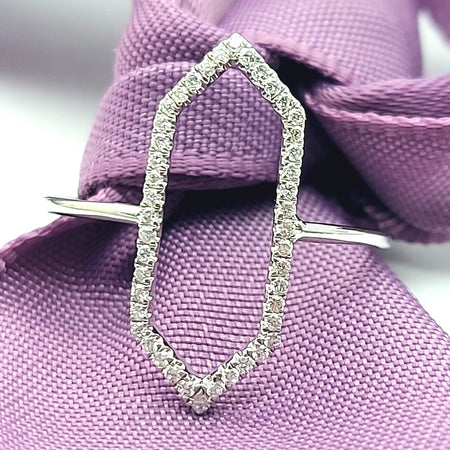 Ladies White Gold 14ct (585, 14K) Unique Hexagonal Frame Diamond Ring