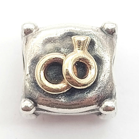 Retired Authentic PANDORA Sterling Silver (925) & 14k Wedding Bands Charm