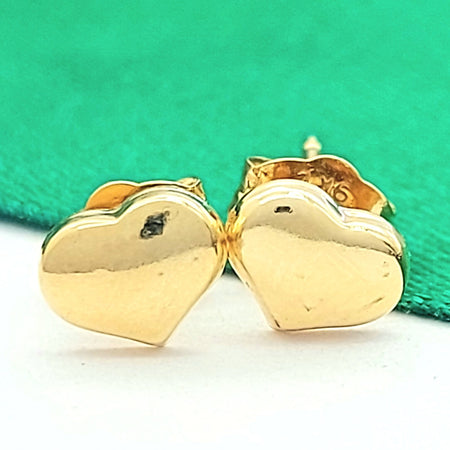 Ladies Yellow Gold 9ct (375 ,9k) Plain Petite Heart Studs Earrings