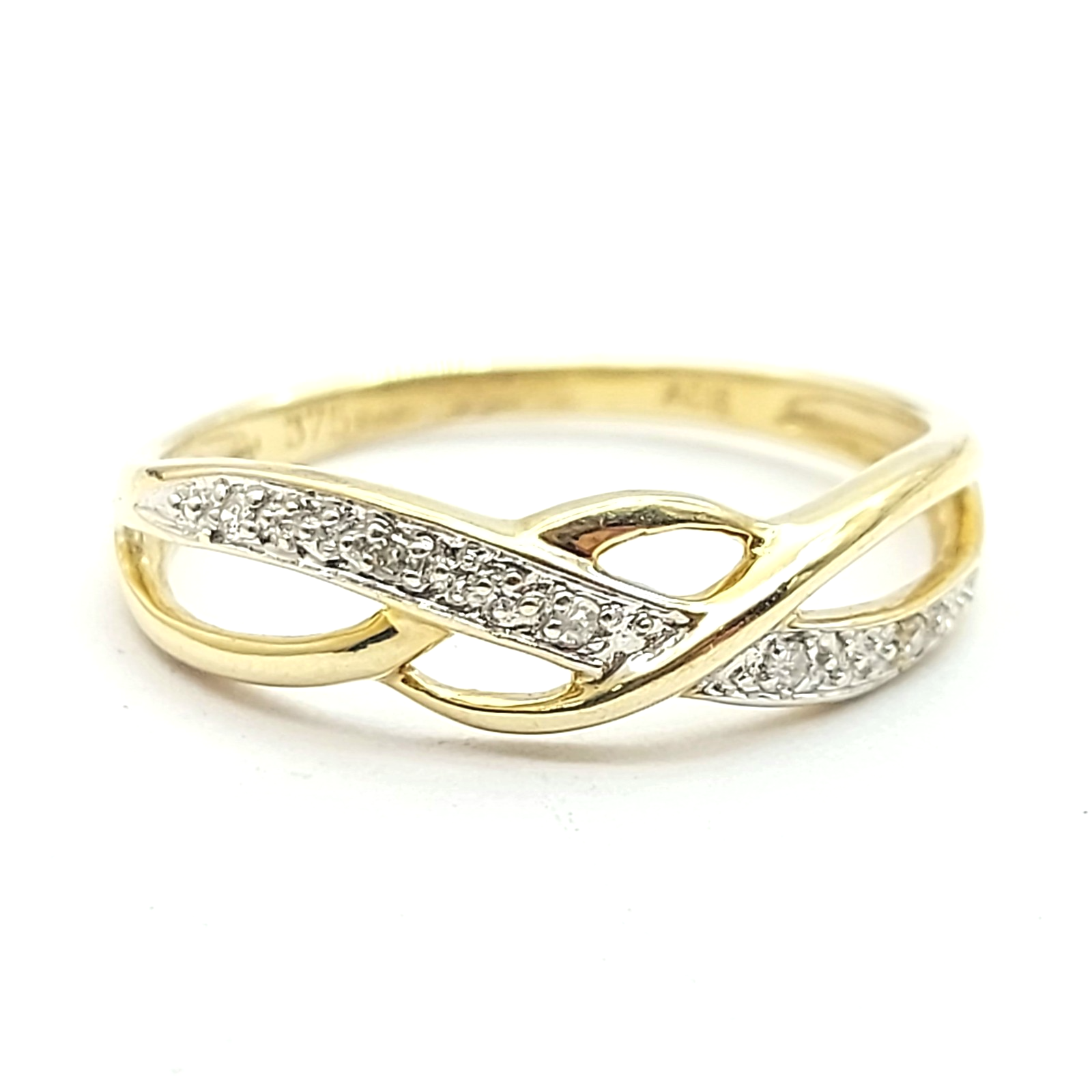 Ladies Yellow Gold 9ct (375, 9K) Intertwining Swirl Natural Diamonds Ring