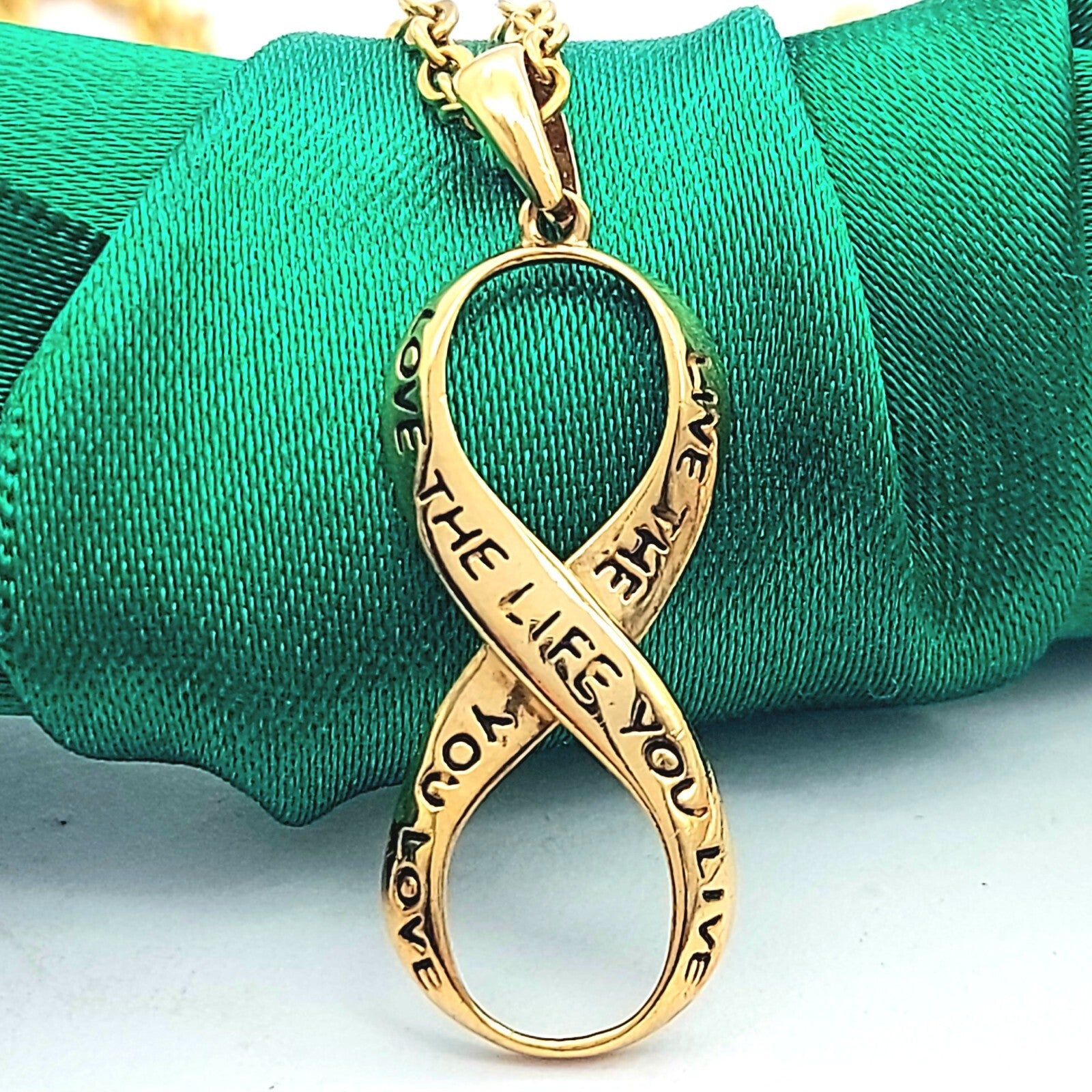 Infinity Style 'Love The Life You Live' Yellow Gold 9ct (375, 9K) Unique Pendant
