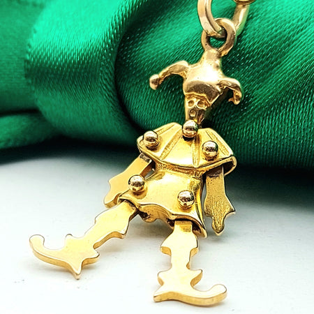 Rare Moving Jester Yellow Gold 9ct (375,9k) Handmade High Quality Pendant