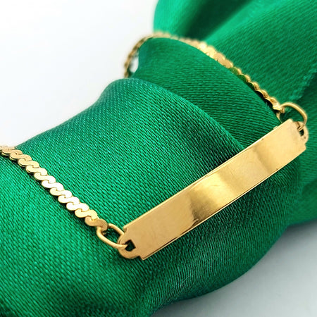 Children's/Ladies Yellow Gold 18ct (750, 18K) Small ID Style 'S' Link Bracelet