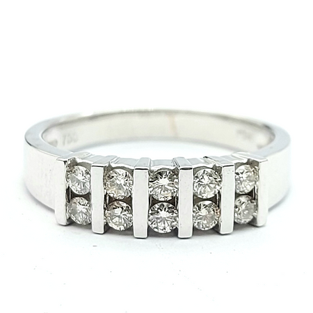 Ladies White Gold 18ct (750, 18K) Segmented Natural 10 Diamonds Ring