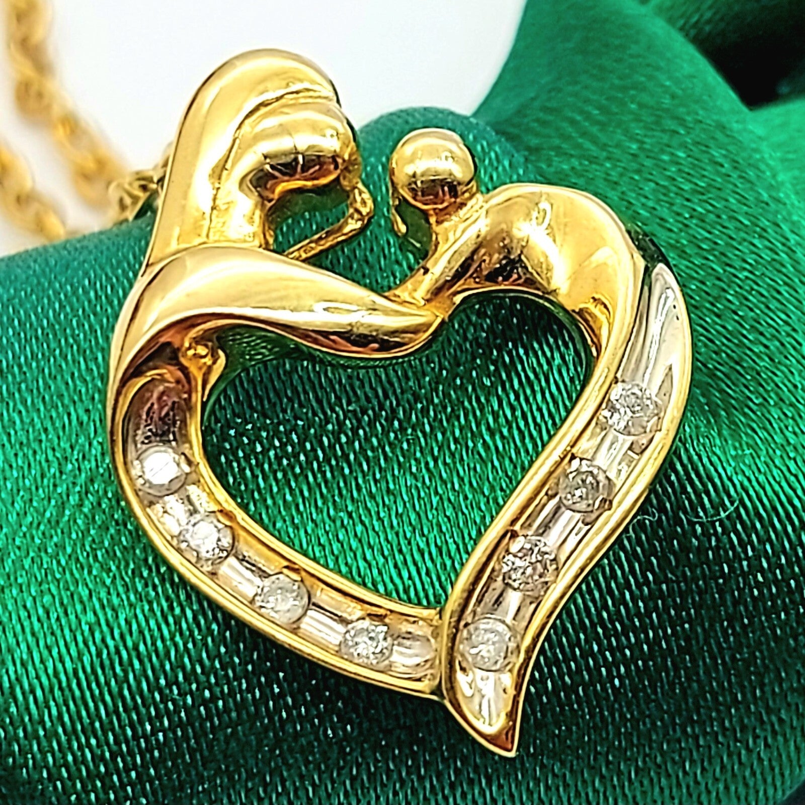 Open Flow Heart Yellow Gold 9ct (375, 9K) Natural Diamonds (16pts) Pendant