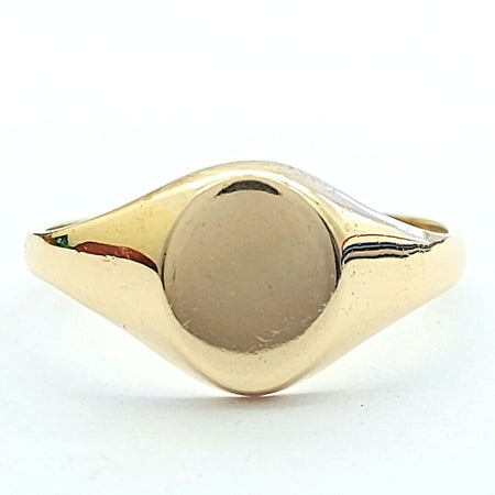 Plain Oval Signet Ring 9ct (375,9k) Yellow Gold High Quality