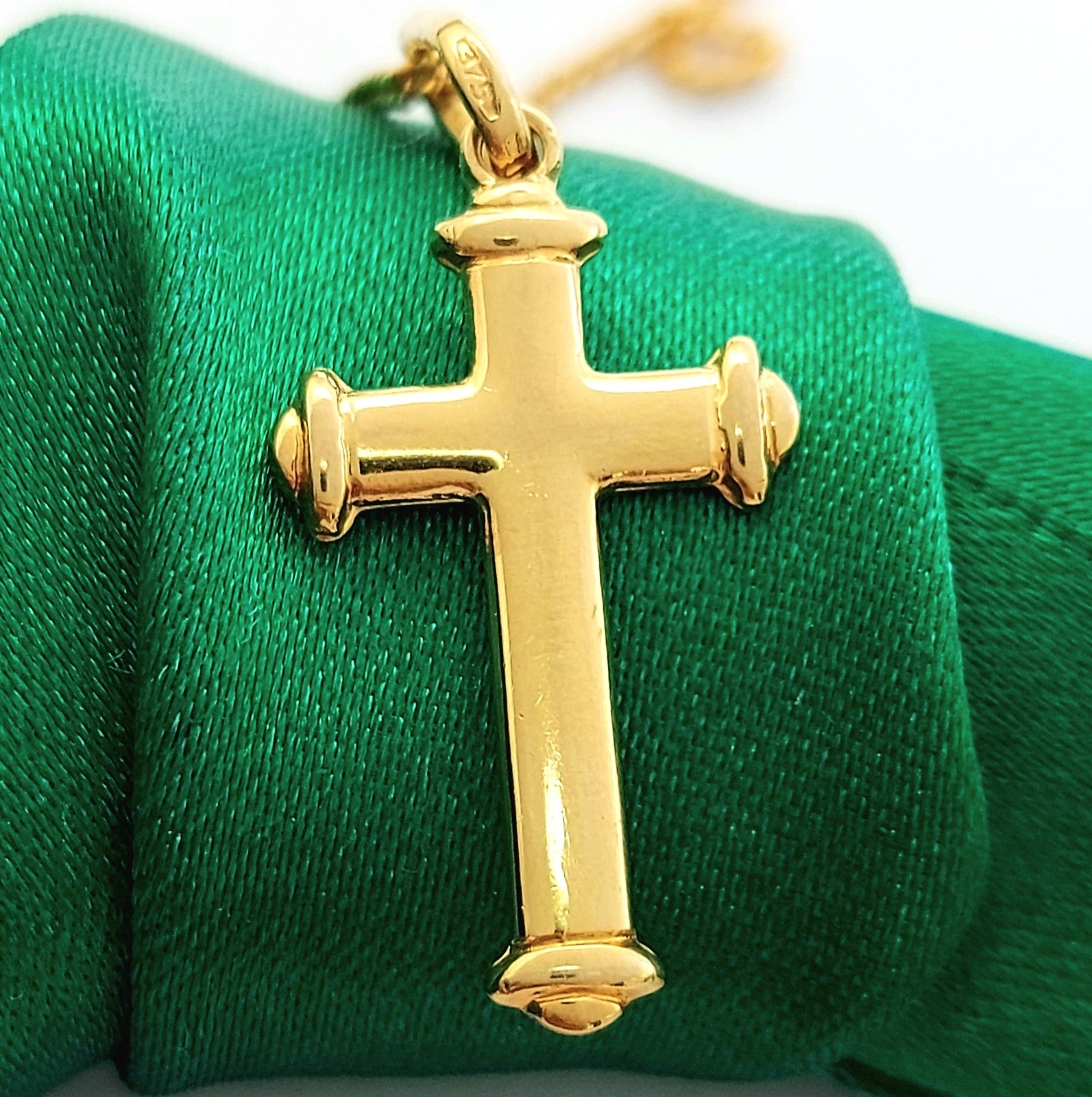 Rare Bubbles Design Cross Italian Yellow Gold 9ct (375,9k) Plain Pendant