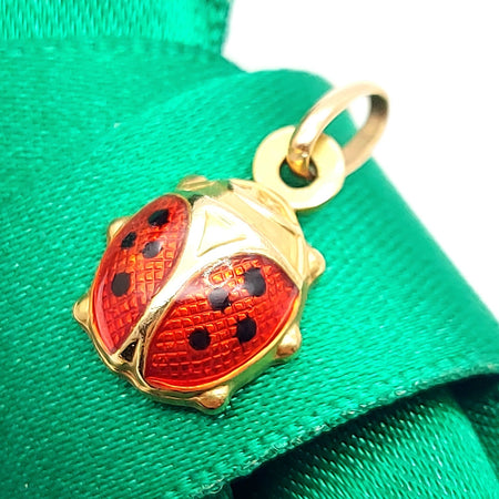 Enamel Lady Bug Yellow Gold 9ct (375, 9K) High Quality Rare Handmade Pendant
