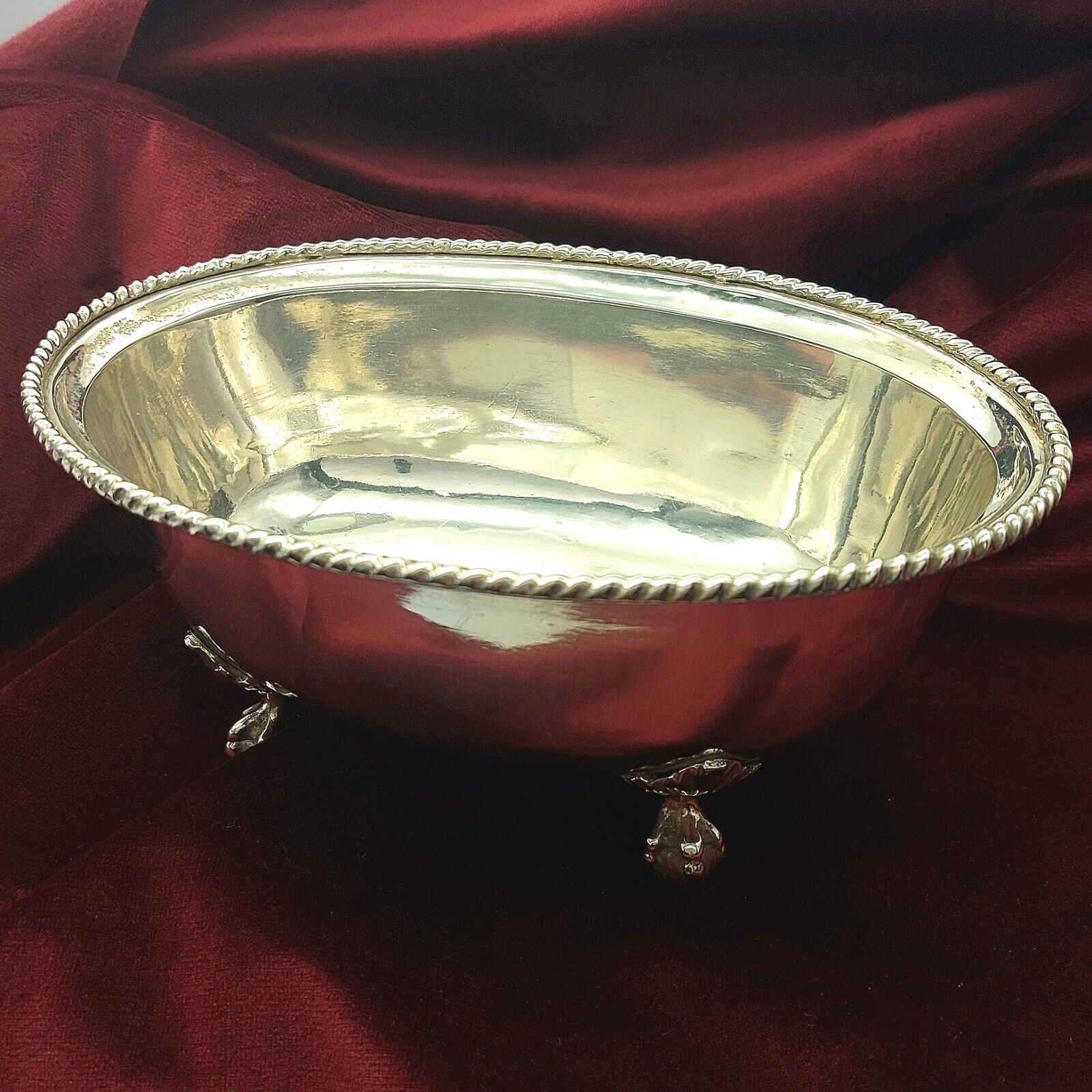 Solid Vintage Oval Patterned Edges & Feet Tub/Bowl (300g) Sterling Silver (925)