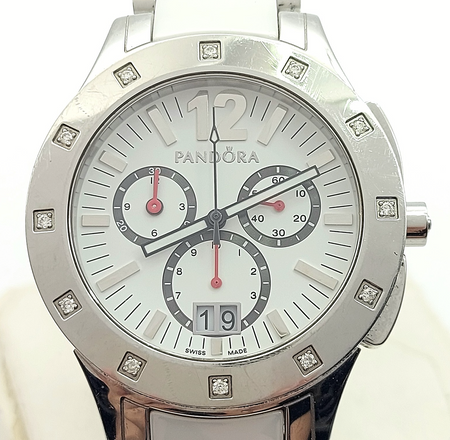 PANDORA Imagine Grand C with Diamonds Bezel Ceramic/Steel Watch 811002WH RETIRED