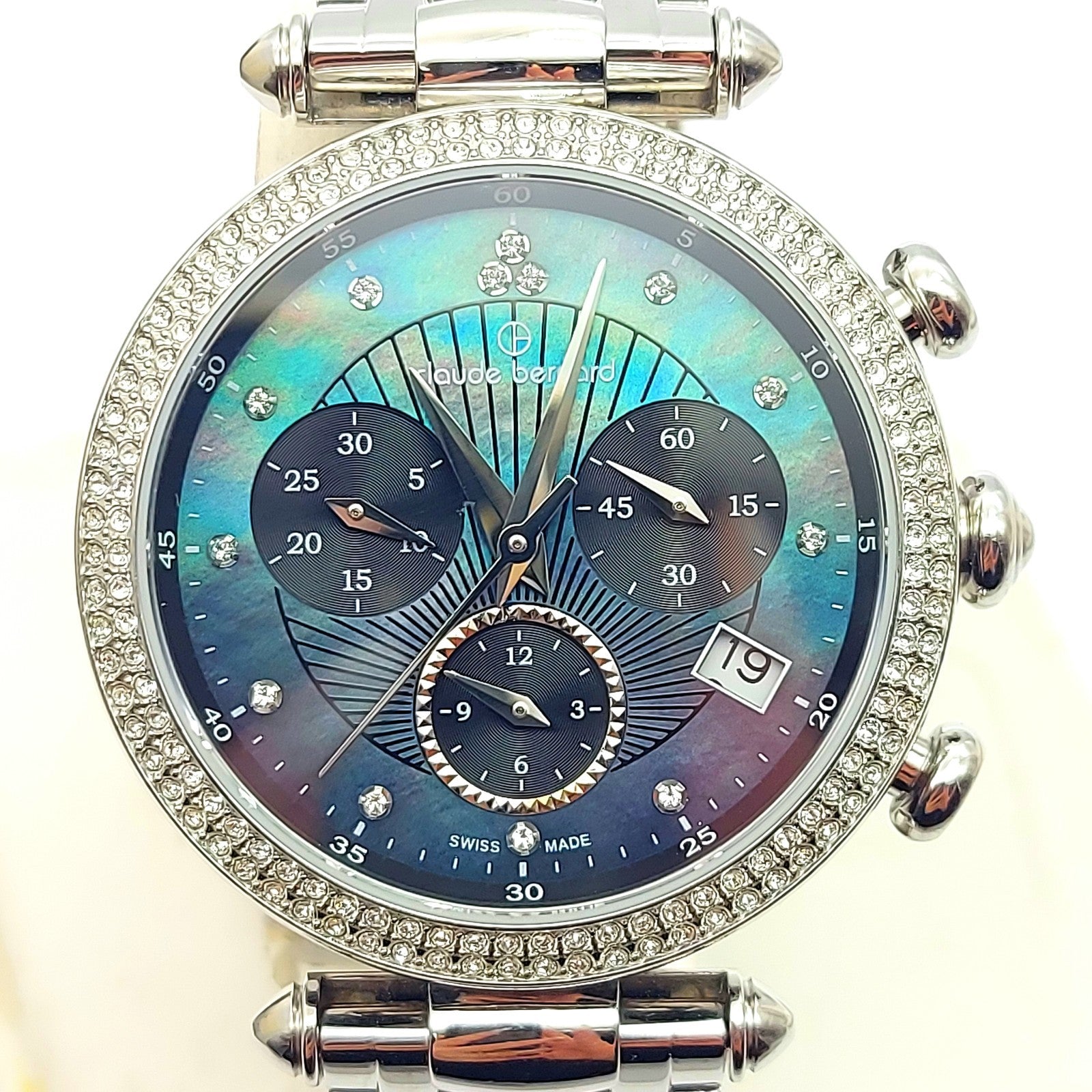 Claude Bernard 10230 Quartz Chronograph Mother of Pearl Ladies Watch