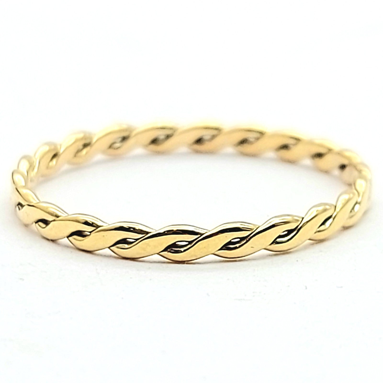 Ladies Yellow Gold 9ct (375, 9K) Handmade Thin Twisted Intertwining Ring