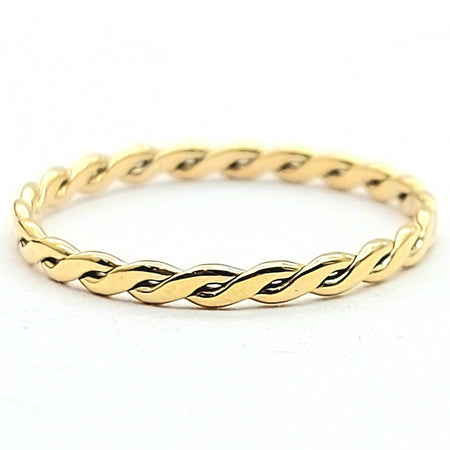 Ladies Yellow Gold 9ct (375, 9K) Handmade Thin Twisted Intertwining Ring