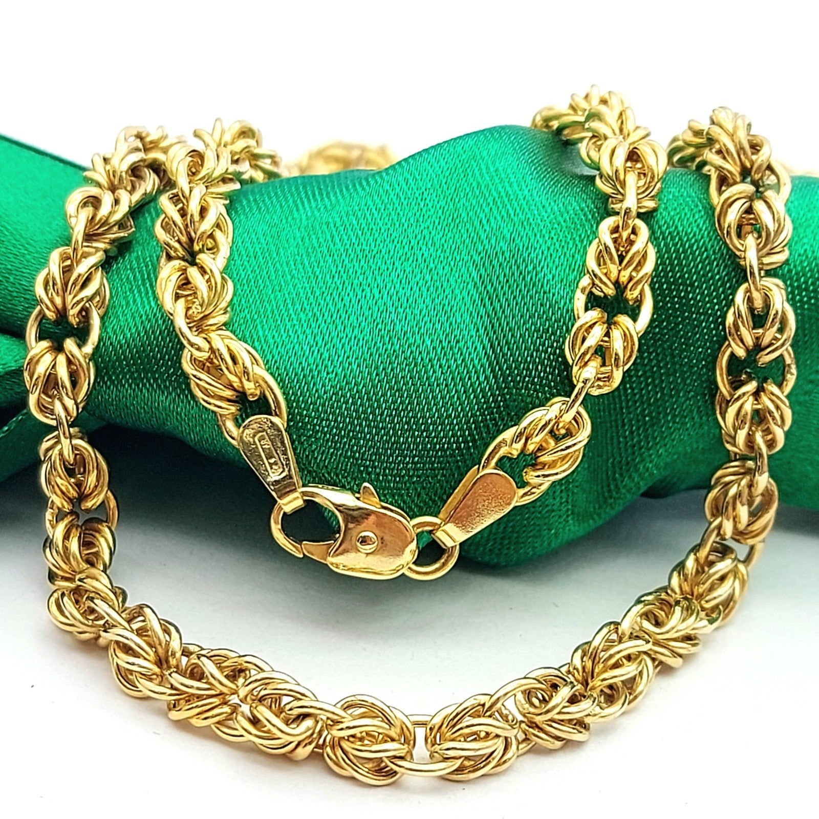 Rare Popcorn Bismark Link Yellow Gold 9ct (375, 9k) High Quality Chain Necklace