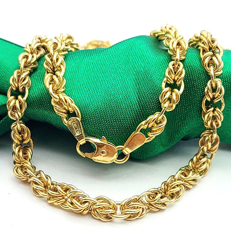 Rare Popcorn Bismark Link Yellow Gold 9ct (375, 9k) High Quality Chain Necklace