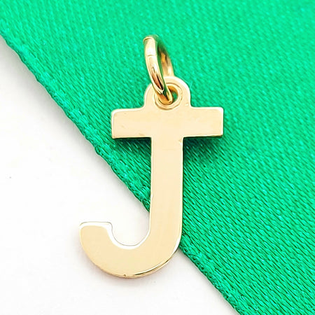 Antique Letter 'J' Yellow Gold 9ct (375, 9K) Plain Pendant