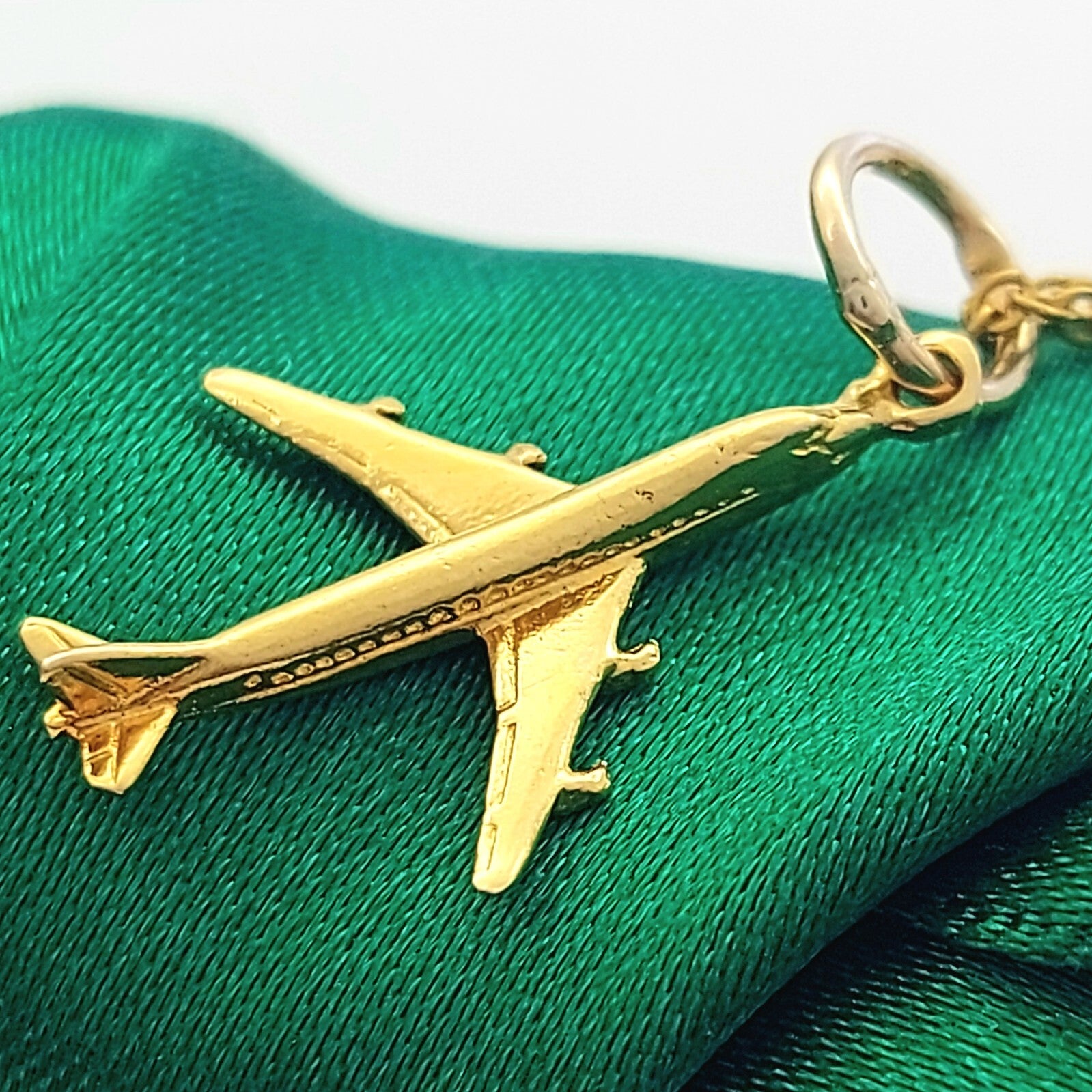 Airplane Yellow Gold 9ct (375, 9K) Rare High Quality Artisan Pendant