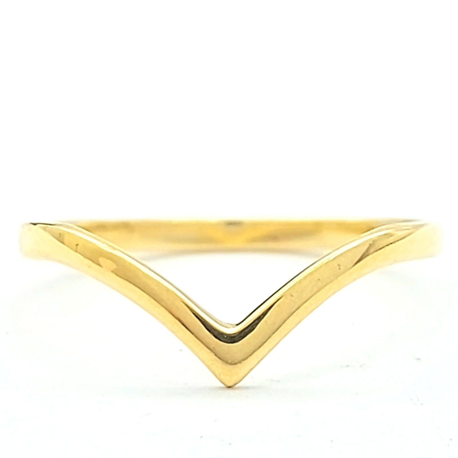 Ladies Yellow Gold 9ct (375, 9K) Thin Dainty 'V' Plain Ring