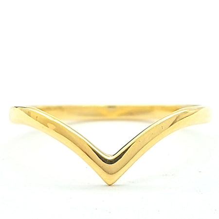 Ladies Yellow Gold 9ct (375, 9K) Thin Dainty 'V' Plain Ring