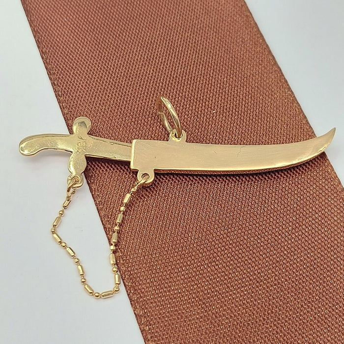 Unisex Yellow Gold 18ct (750, 18K) Rare Arabian Scabbard and Sword Pendant